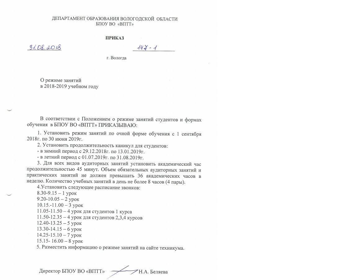 Режим занятий